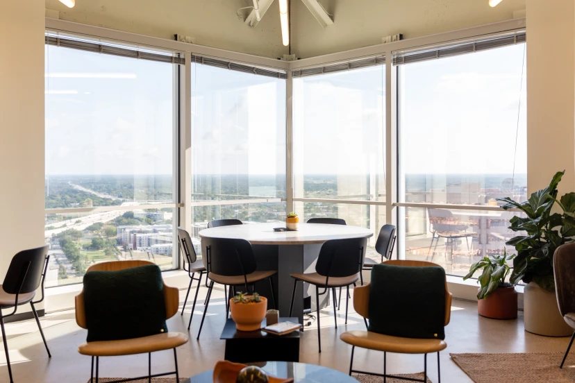 The Tampa office, with the city out the window